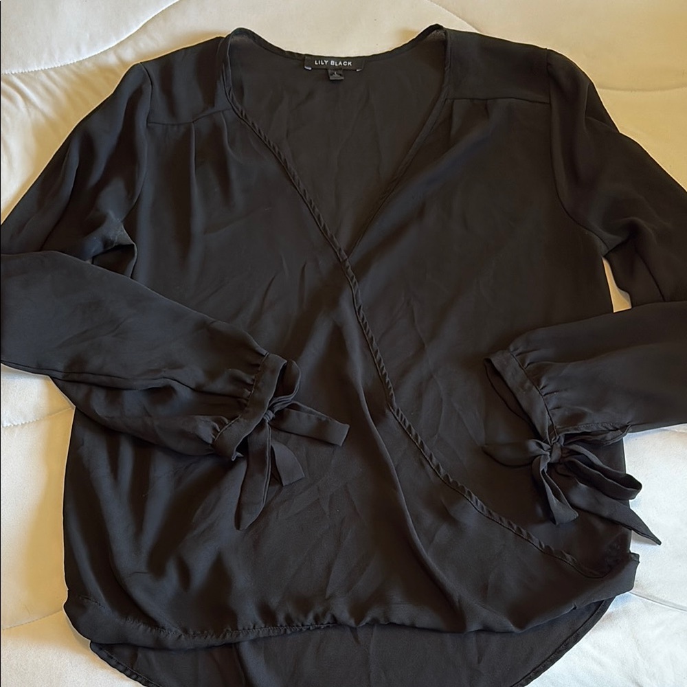 Women's Black Wrap Top